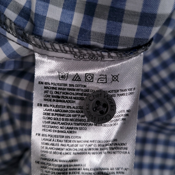 Chef Works Urban Collection Shirt Mens XXL Long Sleeve Collared Stretch Blue - Picture 7 of 7